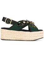 Marni Embellished Platform Sandals - Green