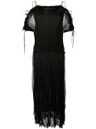 Valentino Pleated Cold-shoulder Dress - Black