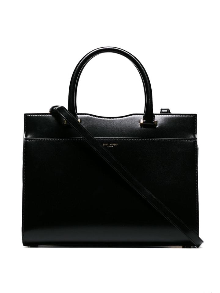 Saint Laurent Black Uptown Cabas Leather Satchel