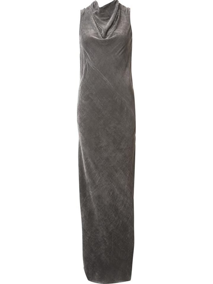 Rick Owens Draped Neck Evening Dress, Women's, Size: 44, Grey, Viscose/silk