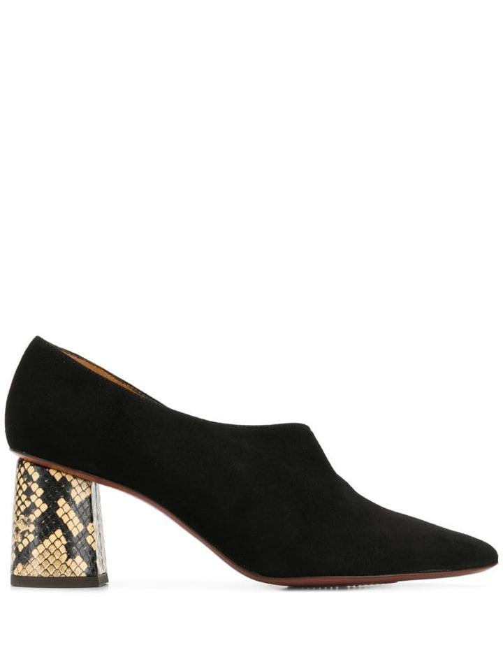 Chie Mihara Contrast Heel Pumps - Black