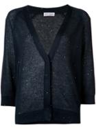Brunello Cucinelli Sequin Embellished Cardigan, Women's, Size: Medium, Blue, Linen/flax/silk