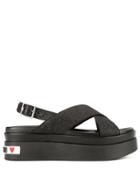 Love Moschino Platform Crisscross Sandals - Black