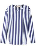 Marni Striped Collarless Shirt, Men's, Size: 48, Blue, Cotton