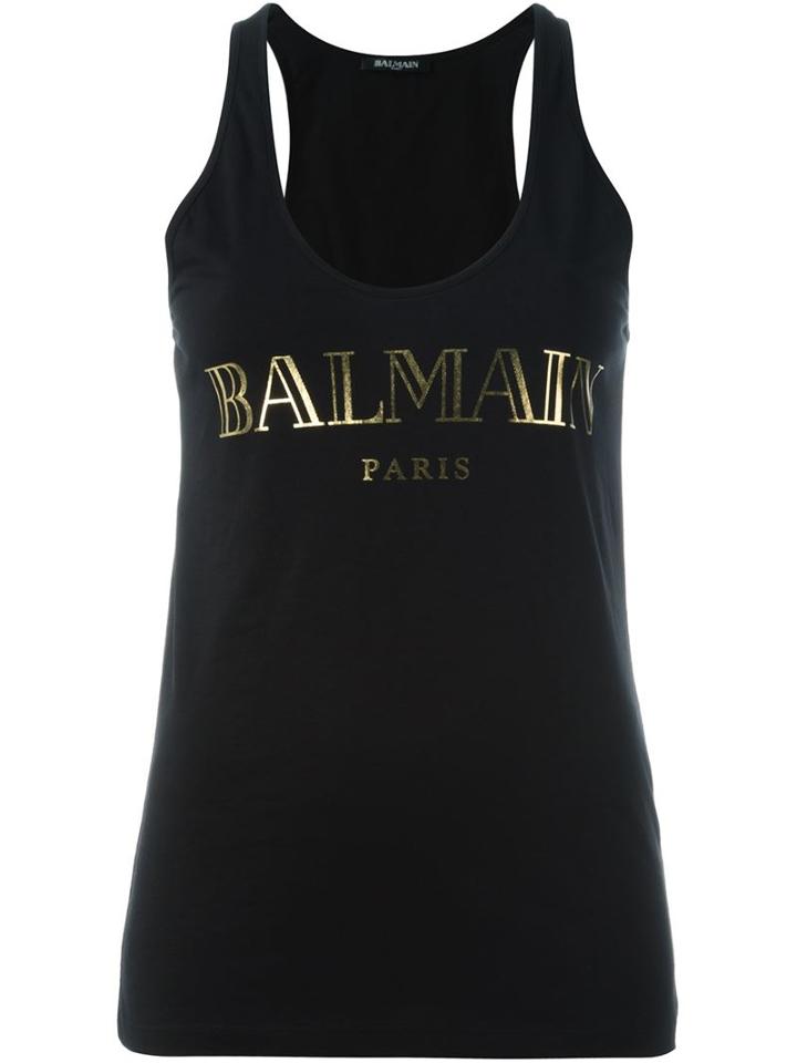 Balmain Metallic Logo Tank Top