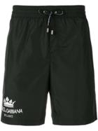 Dolce & Gabbana Contrast Logo Swim Shorts - Black