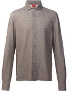 Isaia Long Sleeve Polo Shirt, Men's, Size: Large, Brown, Cotton/wool