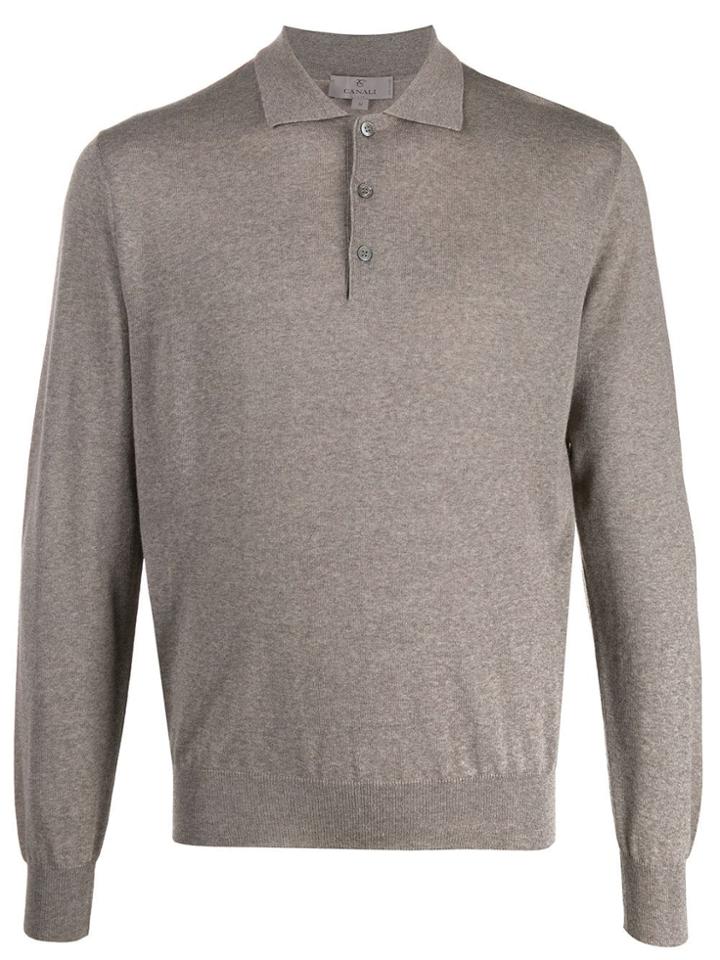 Canali Long-sleeve Polo Shirt - Neutrals
