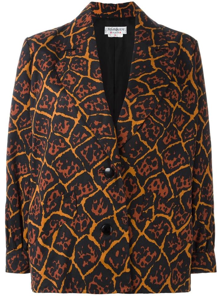 Yves Saint Laurent Vintage Animal Print Blazer - Brown