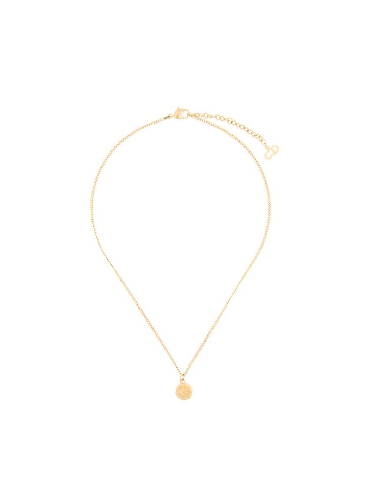 Christian Dior Vintage Logo Mini Coin Necklace - Metallic