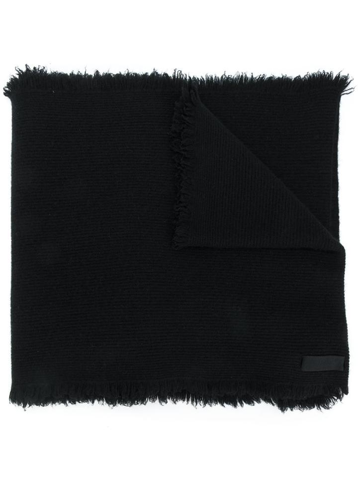 Helmut Lang - Fringed Trim Scarf - Women - Polyester/cashmere - One Size, Black, Polyester/cashmere