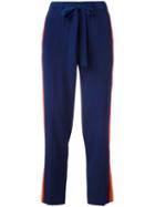 Tory Burch Side Stripe Trousers, Women's, Size: 4, Blue, Silk