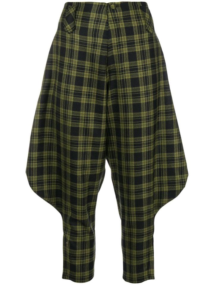 Ultràchic Tartan Drop Crotch Tapered Trousers - Green