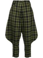 Ultràchic Tartan Drop Crotch Tapered Trousers - Green