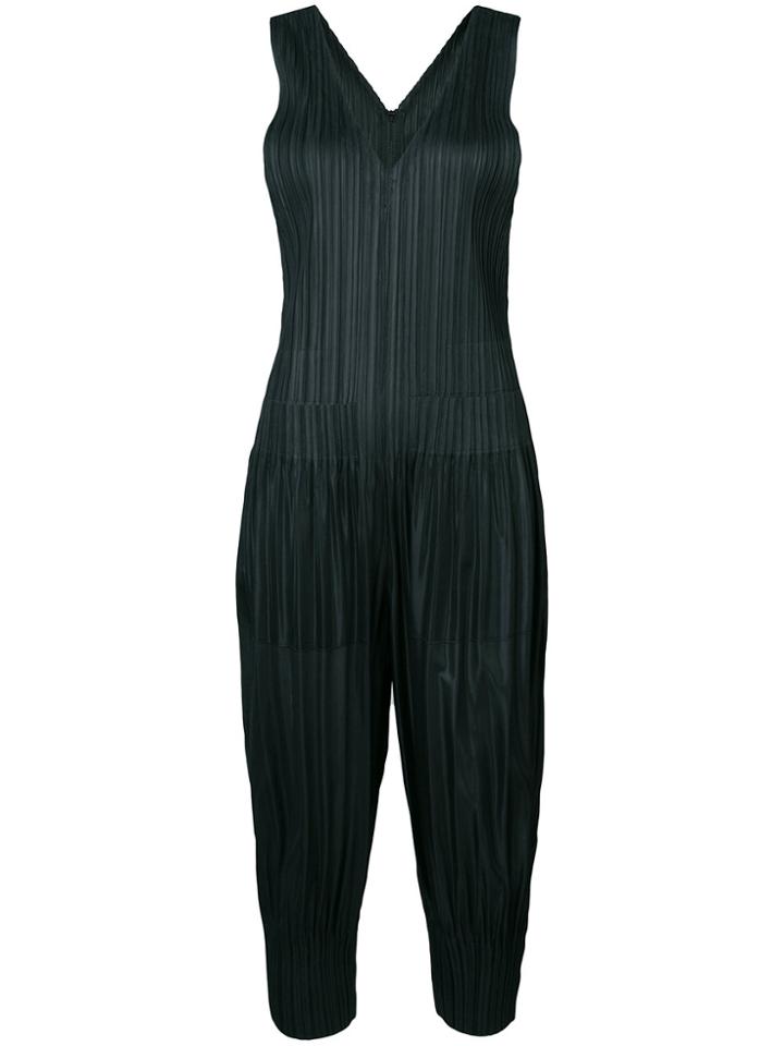 Pleats Please By Issey Miyake Pleated Cropped Jumpsuit - Black