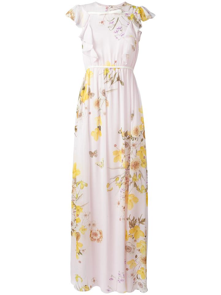 Giambattista Valli Floral Print Dress, Women's, Size: 44, Yellow/orange, Silk
