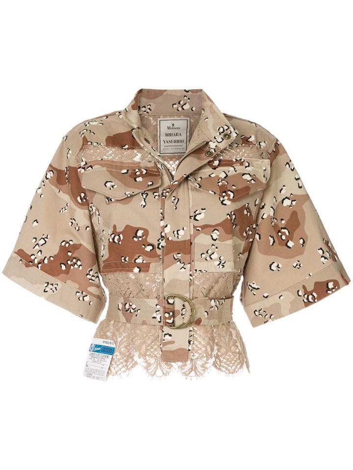 Maison Mihara Yasuhiro Lace-panel Military Jacket - Brown