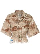 Maison Mihara Yasuhiro Lace-panel Military Jacket - Brown