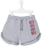 Msgm Kids Logo Patch Track Shorts, Girl's, Size: 14 Yrs, Grey