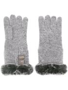 N.peal Fur Trim Gloves - Grey