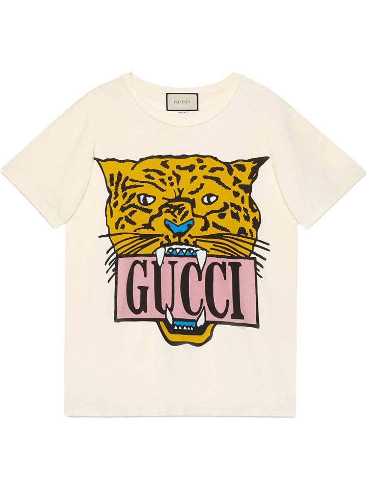 Gucci Sequin Logo Oversized T-shirt - Neutrals