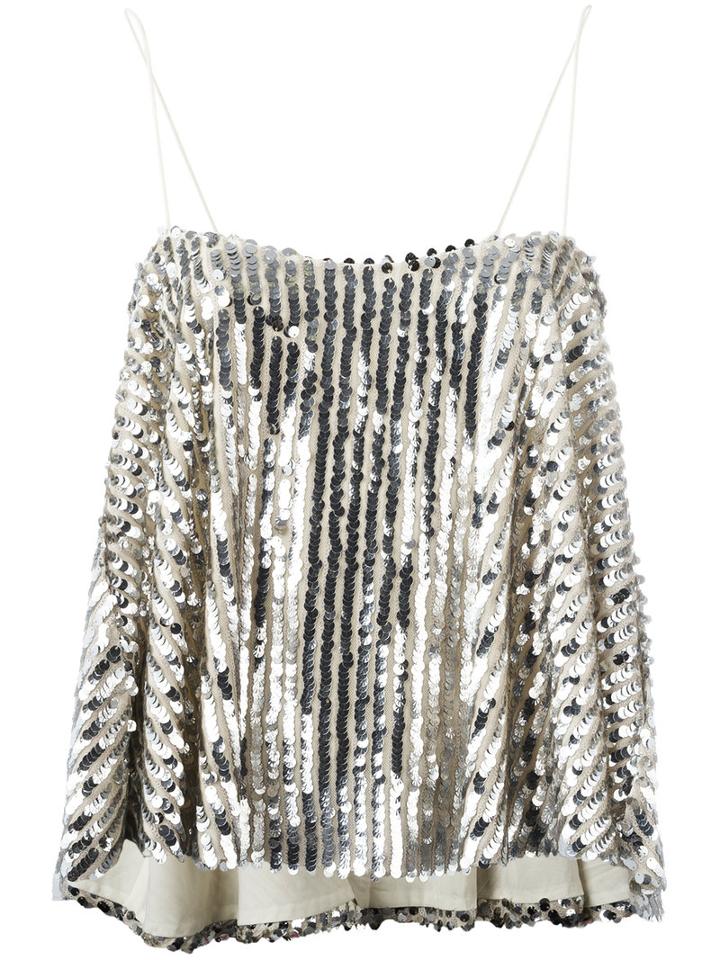 Jovanna - Shimmy Sequins Top - Women - Acrylic/polyester - 6, Women's, Grey, Acrylic/polyester
