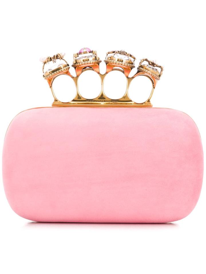 Alexander Mcqueen Jewelled Knuckle Box Clutch - Pink & Purple