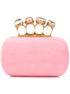 Alexander Mcqueen Jewelled Knuckle Box Clutch - Pink & Purple