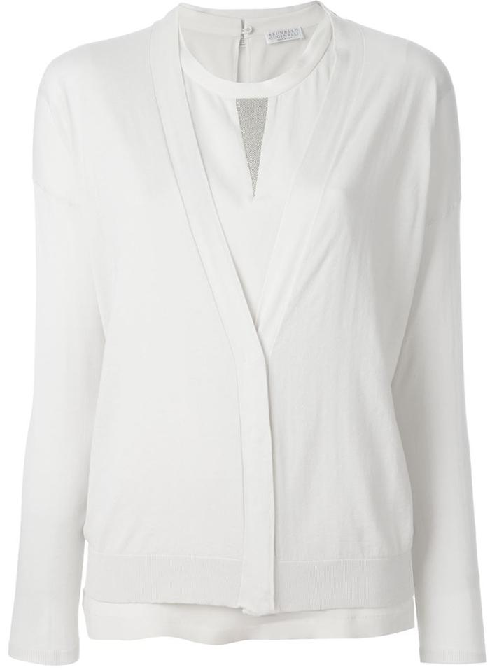 Brunello Cucinelli Triangle Collar Panel Relaxed Fit Sleeveless Tank Top