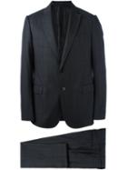 Armani Collezioni Plaid Fitted Business Suit, Men's, Size: 52, Grey, Acetate/viscose/virgin Wool