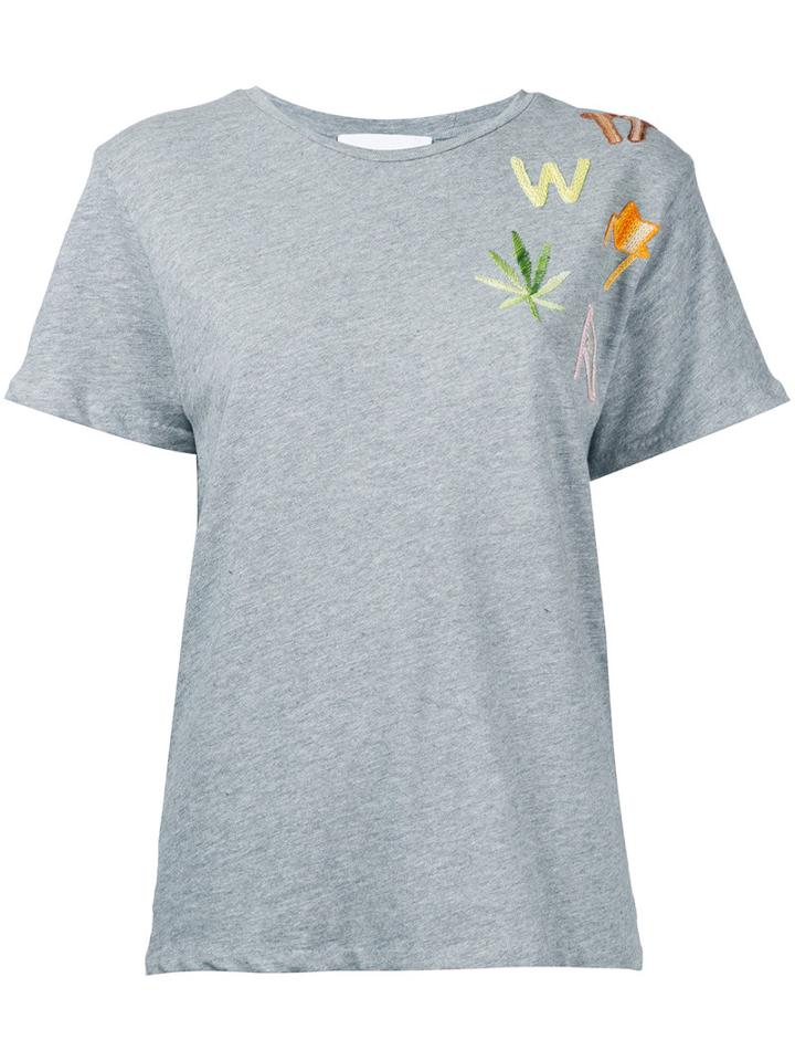 Water - Embroidered T-shirt - Women - Cotton - M, Grey, Cotton
