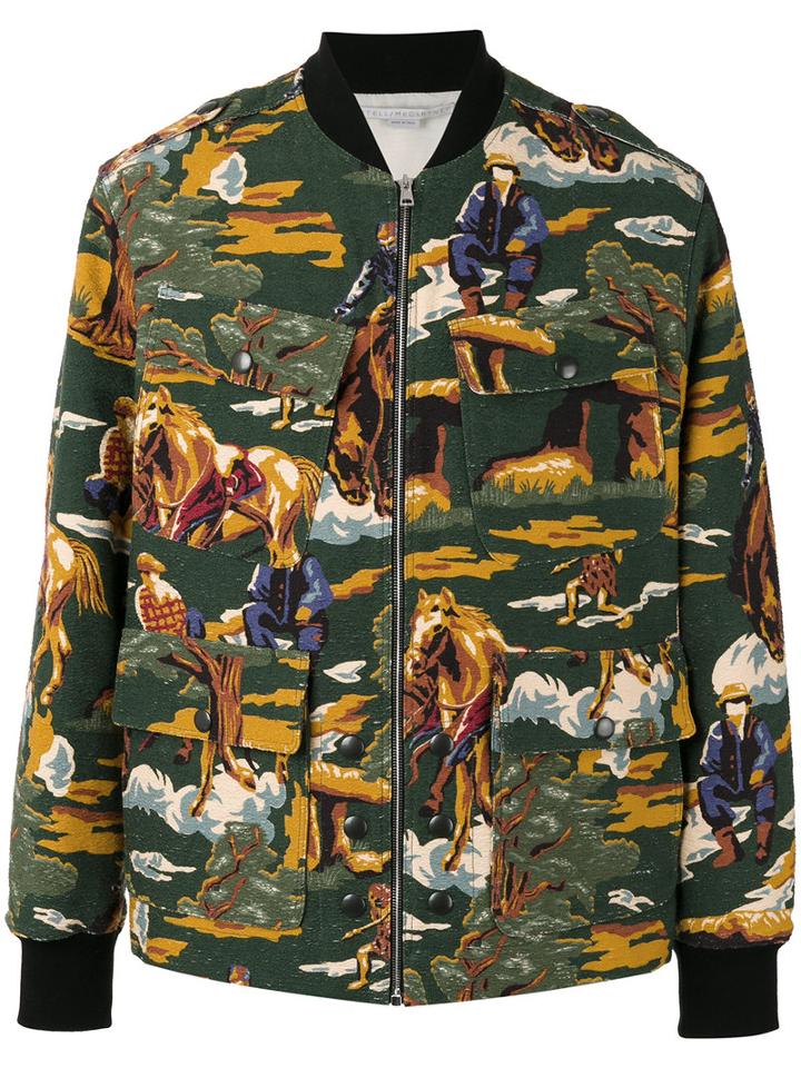 Stella Mccartney Horse Print Bomber Jacket, Men's, Size: 50, Cotton/viscose