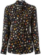 Alexander Mcqueen 'obsession' Print Blouse, Women's, Size: 44, Black, Silk