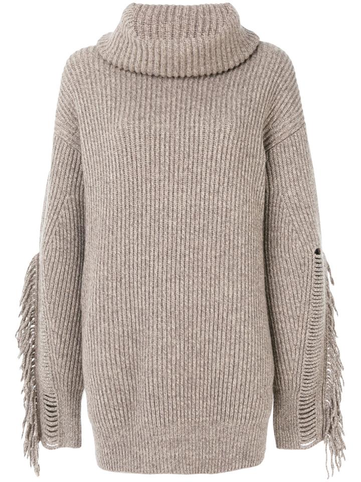 Stella Mccartney Fringe Sleeve Sweater - Nude & Neutrals