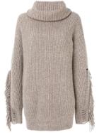 Stella Mccartney Fringe Sleeve Sweater - Nude & Neutrals