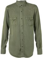 Saint Laurent Classic Western Shirt, Men's, Size: Small, Green, Lyocell