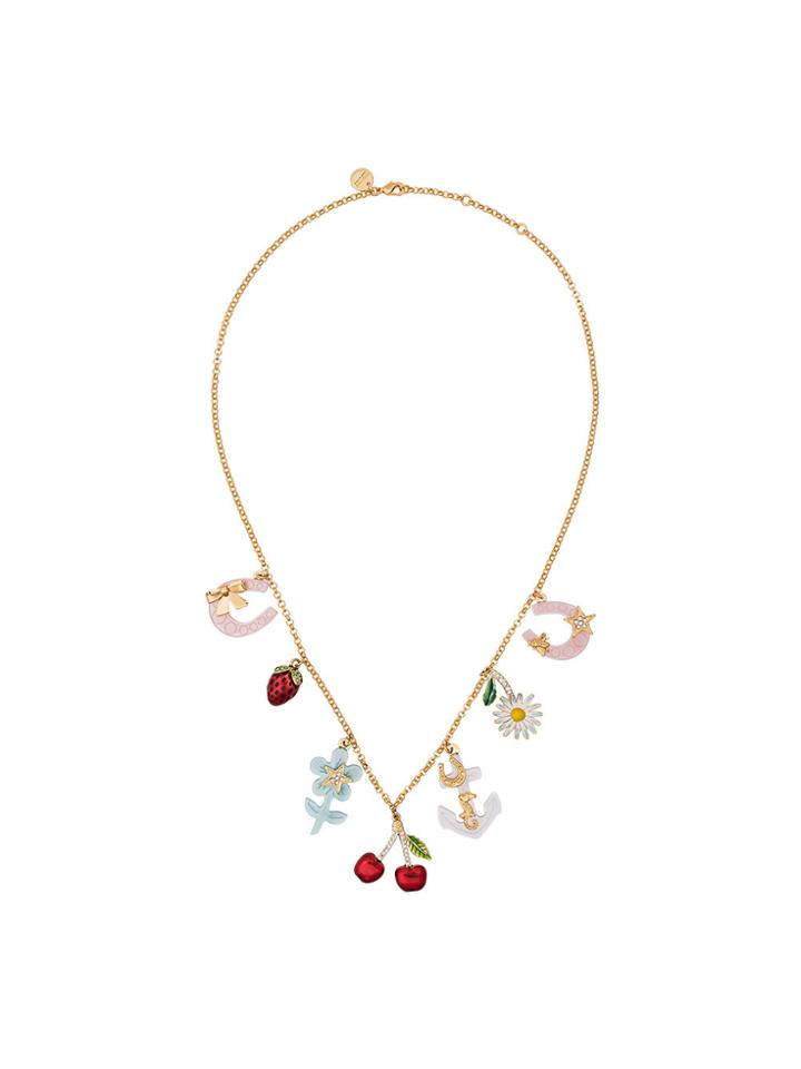Miu Miu Multicoloured Charm Crystal Necklace - Metallic