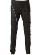 Rick Owens Asymmetric Zip Skinny Trousers, Men's, Size: 48, Black, Calf Leather/cotton