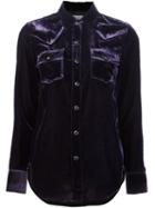 Saint Laurent Velvet Long Sleeve Shirt, Women's, Size: Large, Pink/purple, Viscose/polyester
