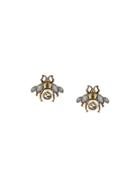 Gucci Bee Earrings With Crystals - Metallic