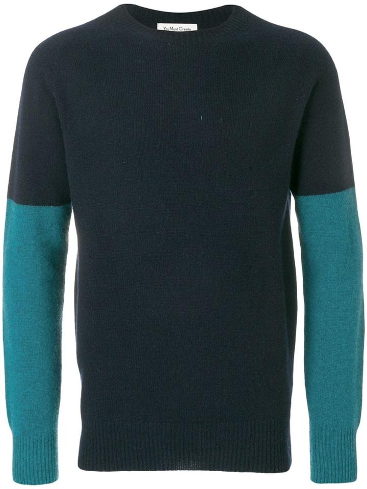 Ymc Contrast Sleeve Jumper - Blue