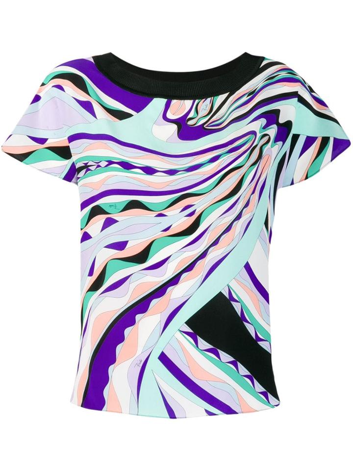Emilio Pucci Burle Print Contrast Panel Top - Black