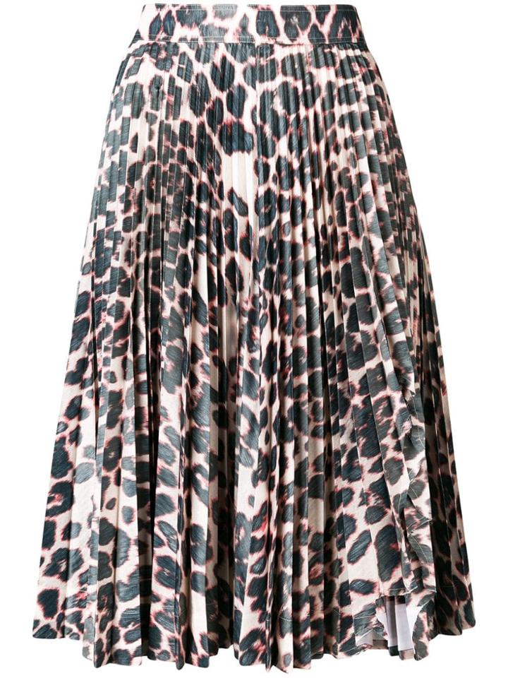 Calvin Klein Leopard Print Pleated Skirt - Neutrals