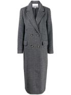 Ganni Checkered Double-breasted Coat - Grey