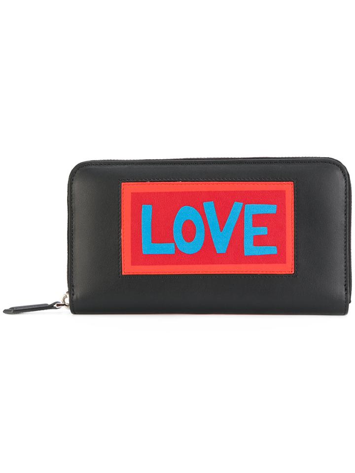 Fendi Logo Zip Around Wallet - Black