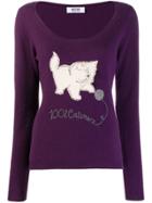 Moschino Vintage Intarsia Cat Jumper - Purple