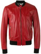 Dolce & Gabbana Perforated Bomber Jacket, Men's, Size: 46, Red, Calf Leather/silk