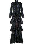 Ingie Paris Ruffle Long-sleeve Maxi Dress - Blue