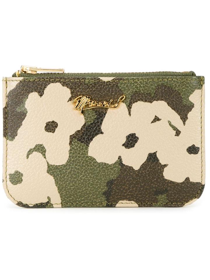 Muveil Floral Camouflage Print Purse, Women's, Green, Calf Leather