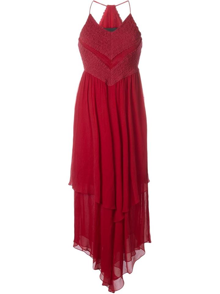 Jay Ahr Handkerchief Maxi Dress, Women's, Size: 34, Red, Silk/cotton/polyester